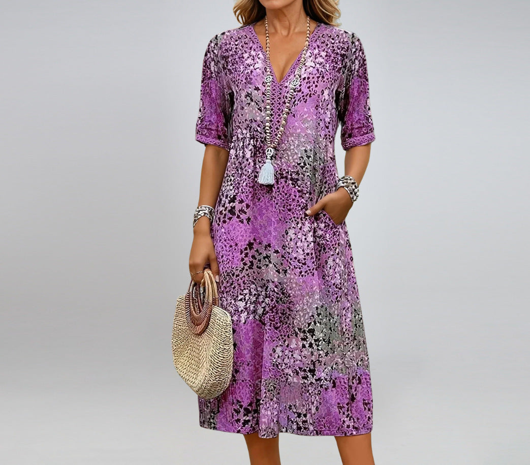 Summer V-neck Half-sleeved Dress