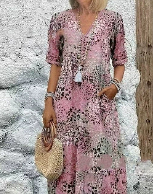 Summer V-neck Half-sleeved Dress