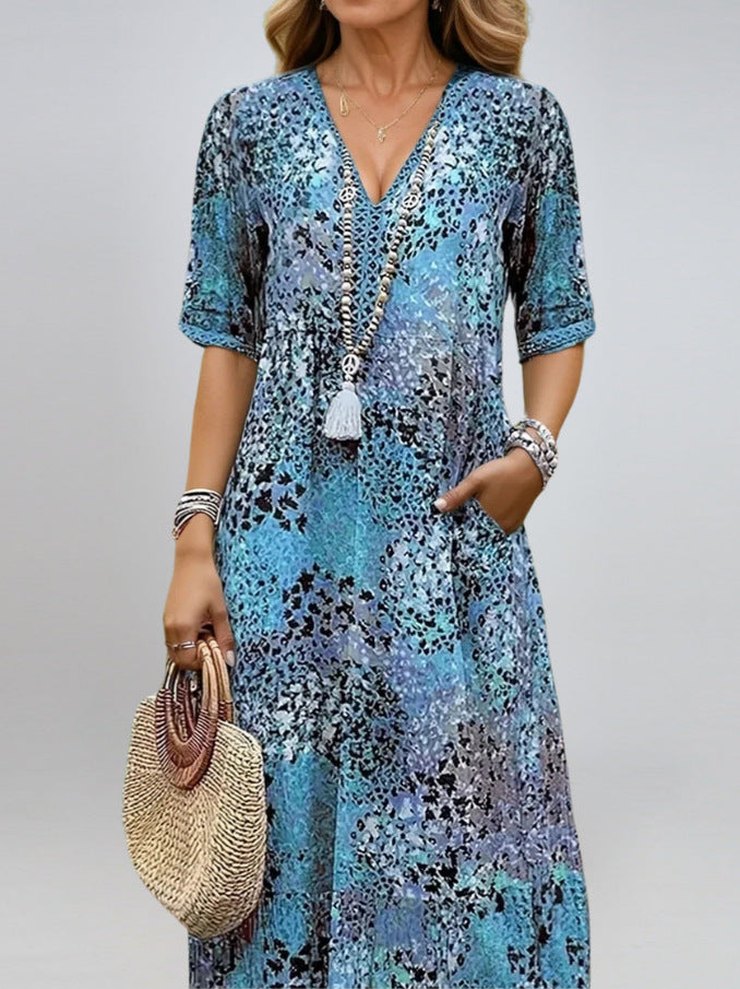 Summer V-neck Half-sleeved Dress