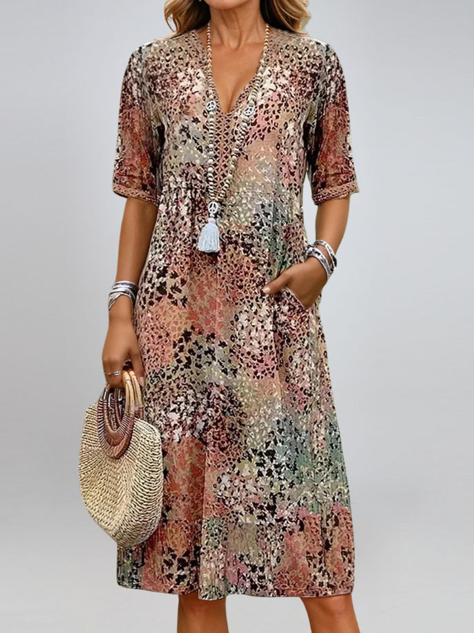 Summer V-neck Half-sleeved Dress