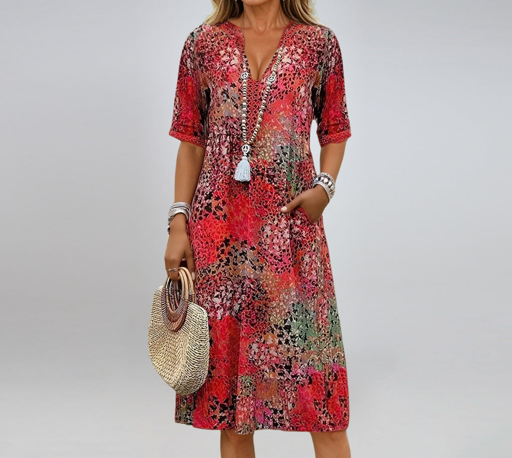 Summer V-neck Half-sleeved Dress