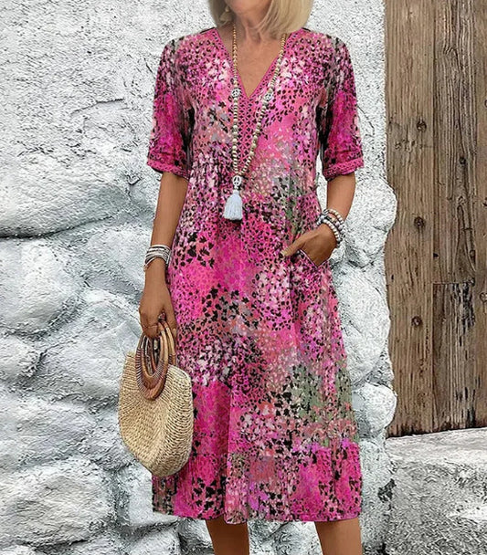 Summer V-neck Half-sleeved Dress